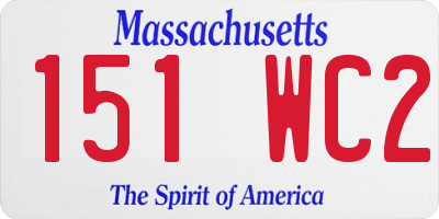 MA license plate 151WC2