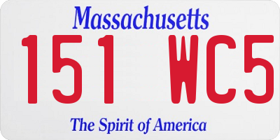 MA license plate 151WC5