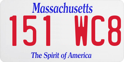 MA license plate 151WC8