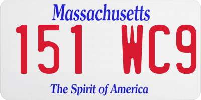 MA license plate 151WC9