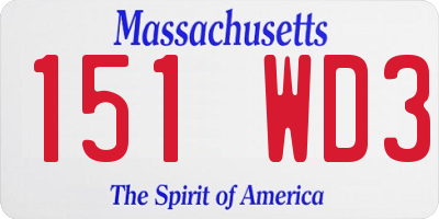 MA license plate 151WD3