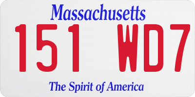 MA license plate 151WD7