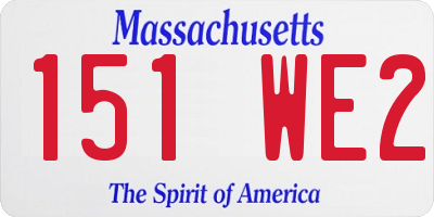 MA license plate 151WE2