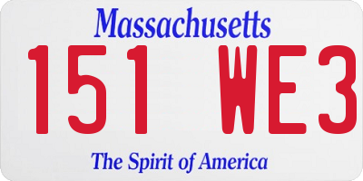 MA license plate 151WE3