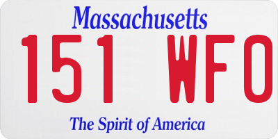 MA license plate 151WF0