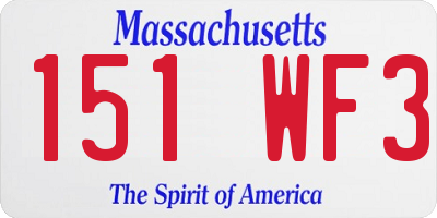 MA license plate 151WF3