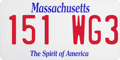 MA license plate 151WG3