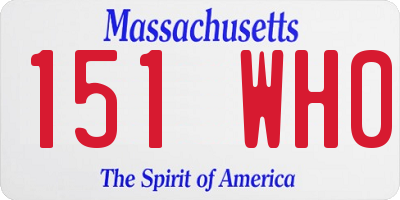 MA license plate 151WH0