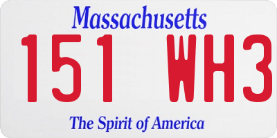 MA license plate 151WH3