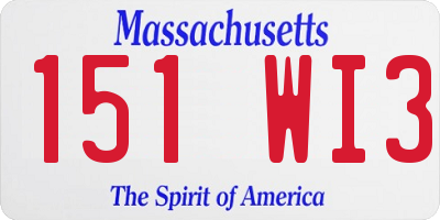 MA license plate 151WI3