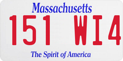 MA license plate 151WI4
