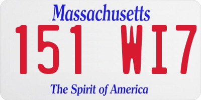 MA license plate 151WI7