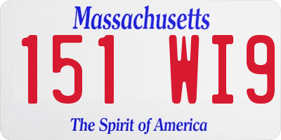 MA license plate 151WI9