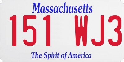 MA license plate 151WJ3