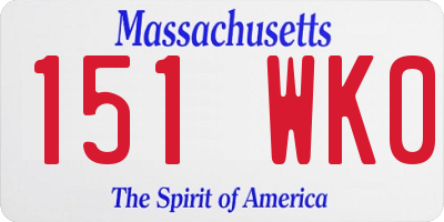 MA license plate 151WK0