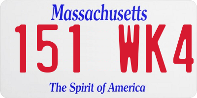 MA license plate 151WK4