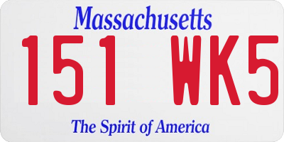 MA license plate 151WK5
