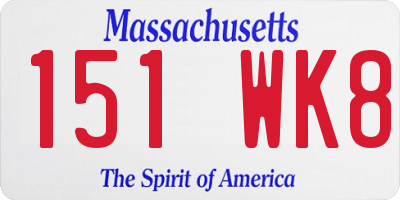 MA license plate 151WK8