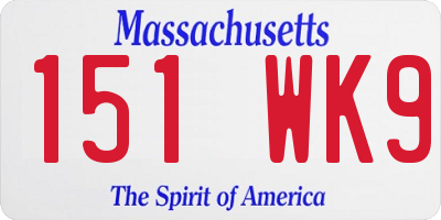 MA license plate 151WK9