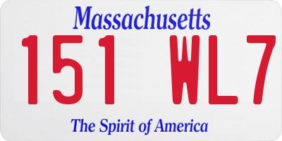 MA license plate 151WL7