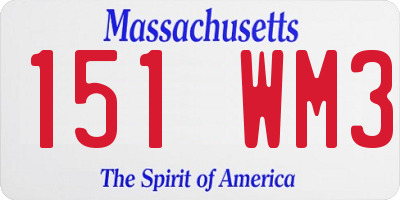 MA license plate 151WM3