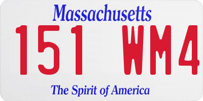 MA license plate 151WM4