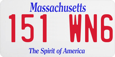 MA license plate 151WN6