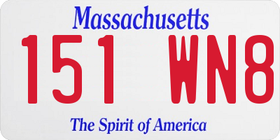 MA license plate 151WN8