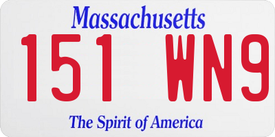 MA license plate 151WN9