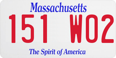 MA license plate 151WO2