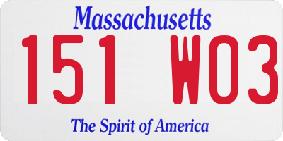 MA license plate 151WO3