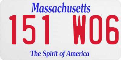 MA license plate 151WO6
