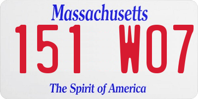 MA license plate 151WO7