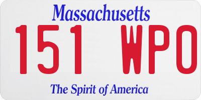 MA license plate 151WP0