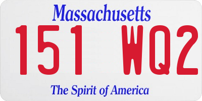 MA license plate 151WQ2