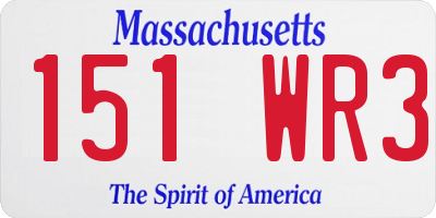 MA license plate 151WR3