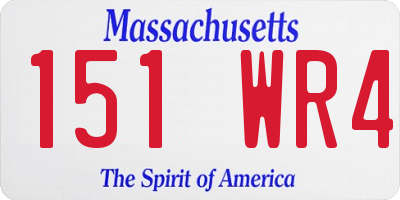 MA license plate 151WR4