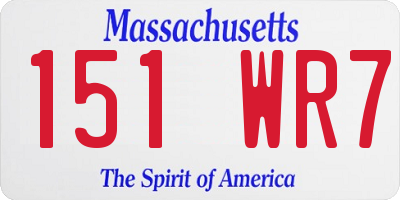 MA license plate 151WR7