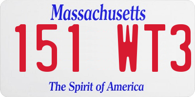 MA license plate 151WT3