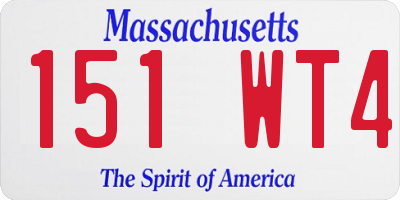 MA license plate 151WT4