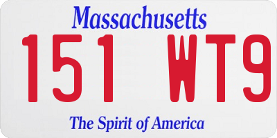 MA license plate 151WT9