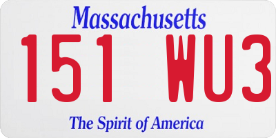 MA license plate 151WU3
