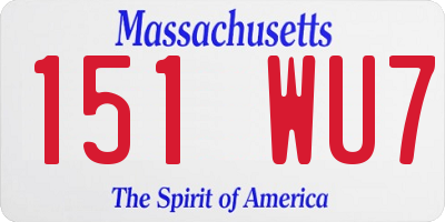 MA license plate 151WU7