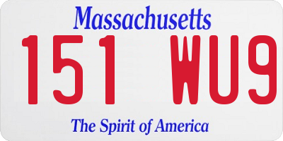 MA license plate 151WU9