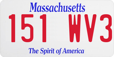 MA license plate 151WV3