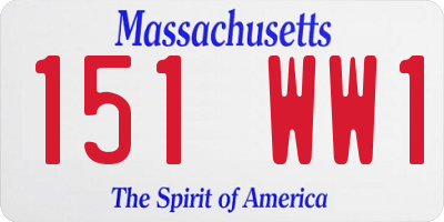 MA license plate 151WW1
