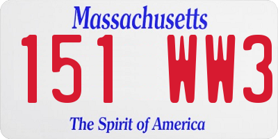MA license plate 151WW3