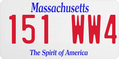 MA license plate 151WW4
