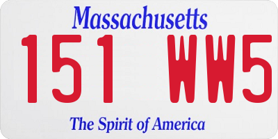 MA license plate 151WW5