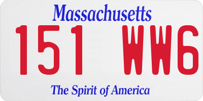 MA license plate 151WW6